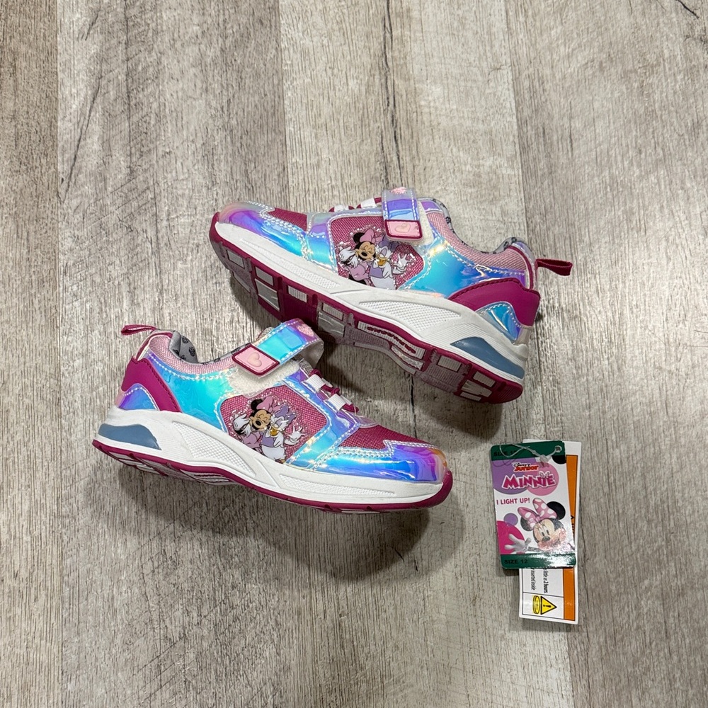 Disney junior • pink Velcro Minnie Mouse and Daisy light up shoes